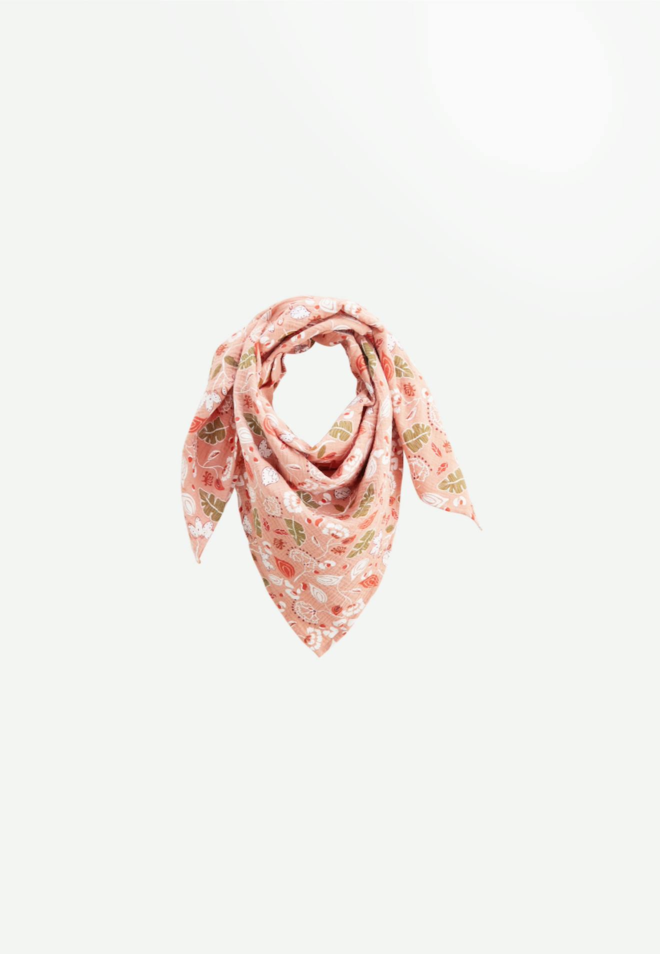 Foulard en gaze de coton mindanao 100 x 100 cm rose