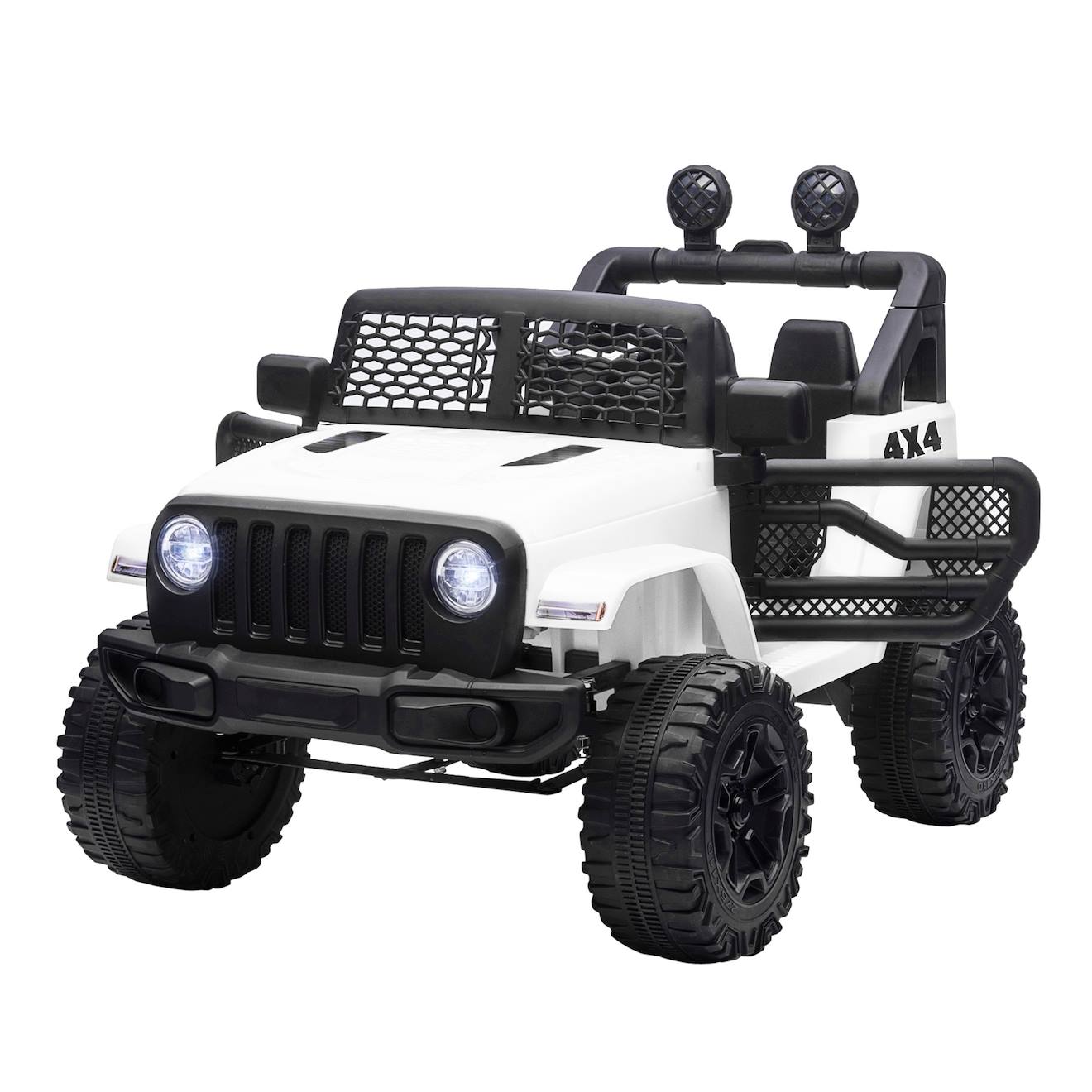Voiture 4x4 Électrique Enfant 2 X 35 W 5 Km/h Max. Télécommande Effets Lumineux Sonore Blanc