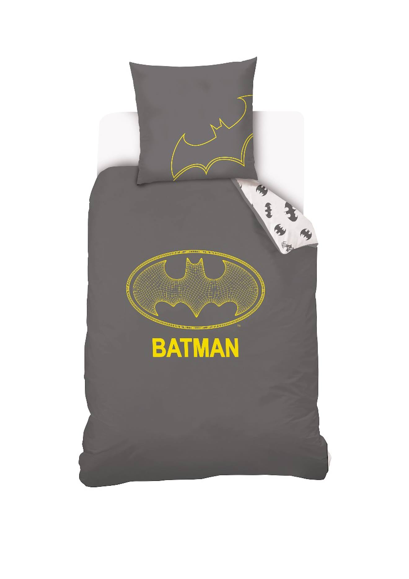 Housse De Couette Batman Logo Dc Comics Coton Gris