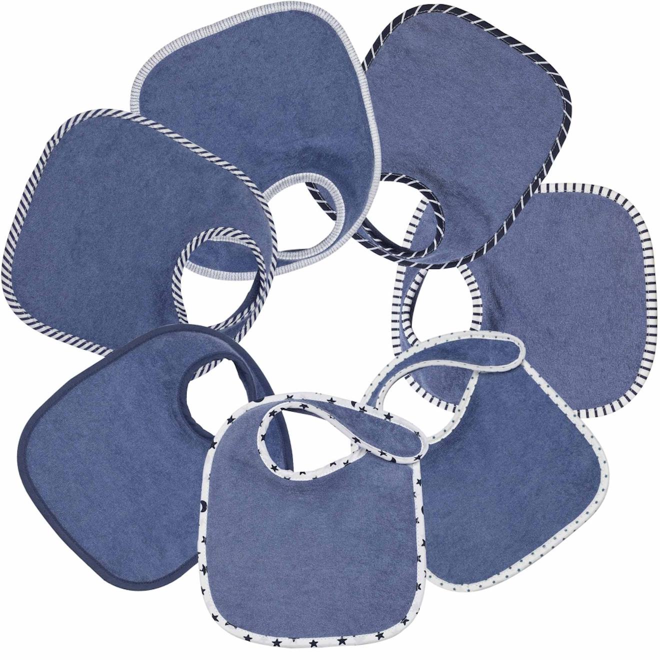 Lot De 7 Bavoirs Bleu