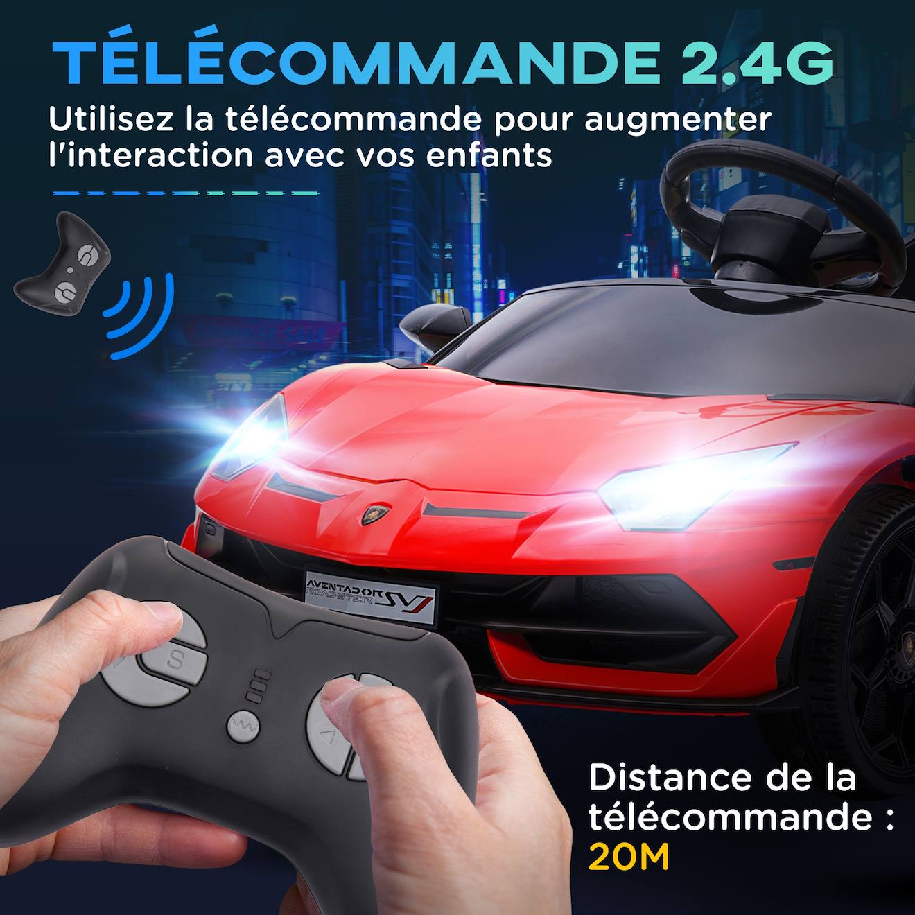 Voiture RC Lamborghini 1:18 4WD – 35 Km/h, Drift, LED, Batteries Rechargeables, Cadeau 6 Ans+