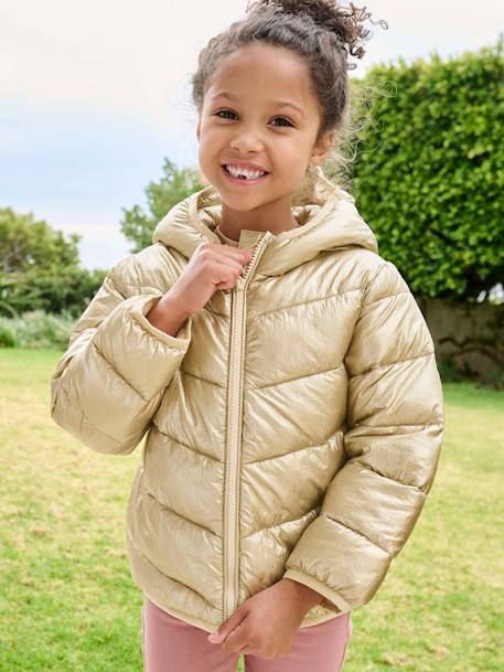 Doudoune fille légère à capuche effet brillant métallisé  - vertbaudet enfant