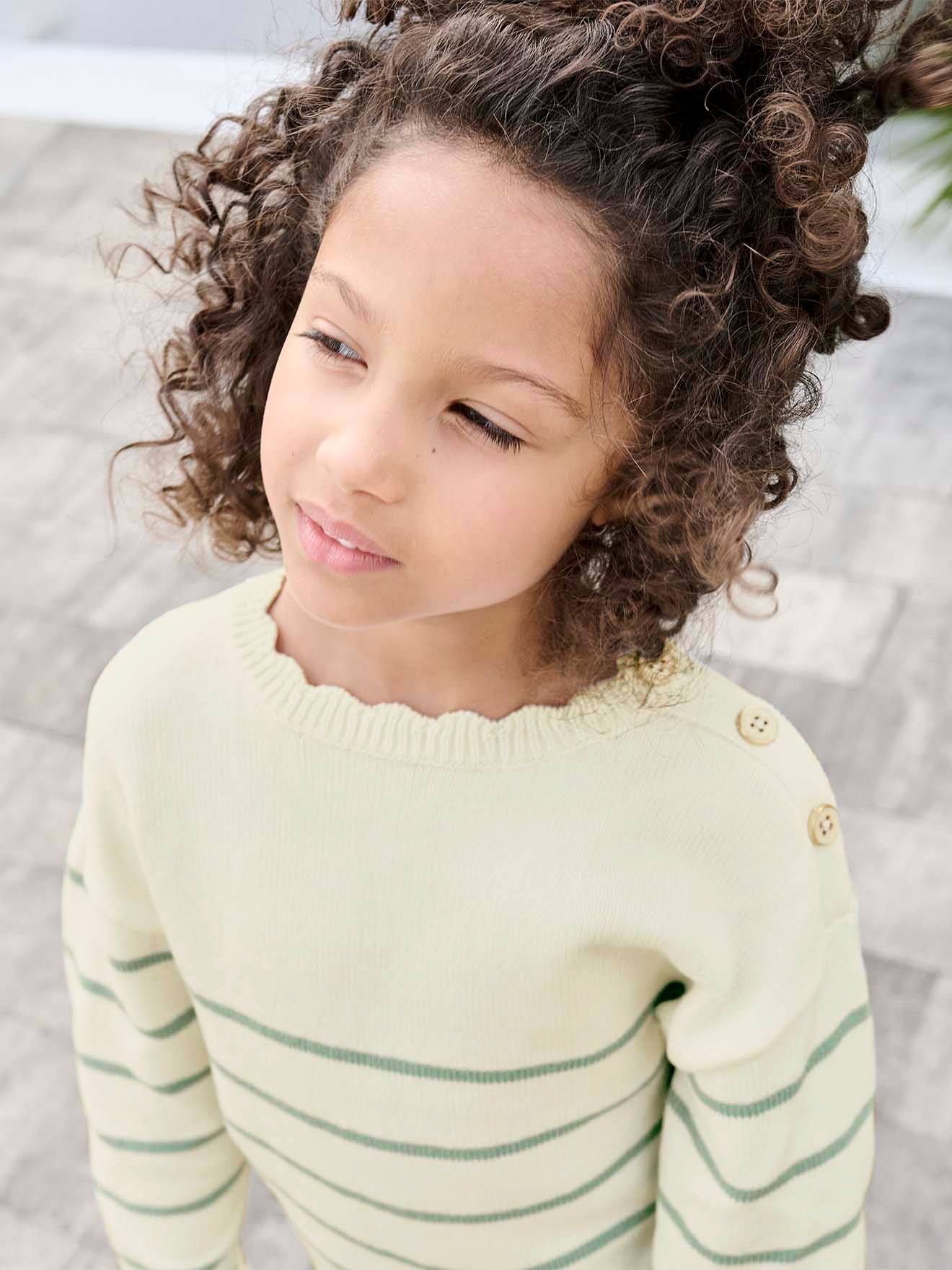 Pull marinière fantaisie fille vert