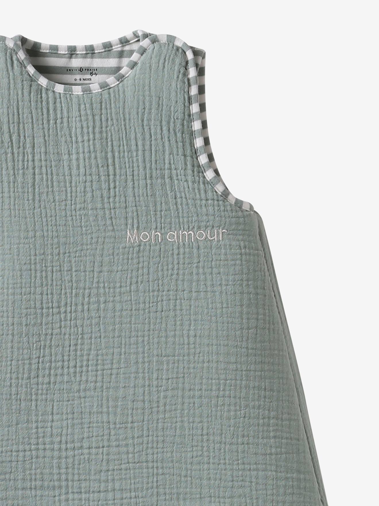 Gigoteuse été en gaze de coton personnalisable vert sauge (Envie De Fraise) - Image 1