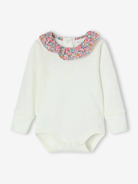 Envie De Fraise - Body bébé fille évolutif col en tissu Liberty personnalisable écru