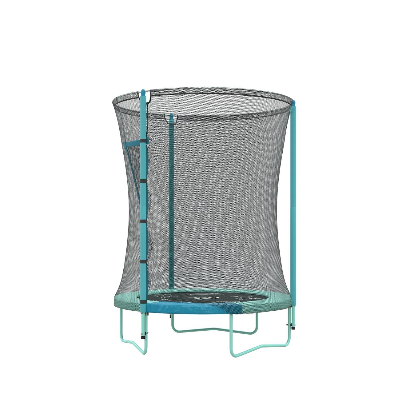 Trampoline Rond Ouverture Igloo Junior Métal D140cm Bleu - Gris - Noir