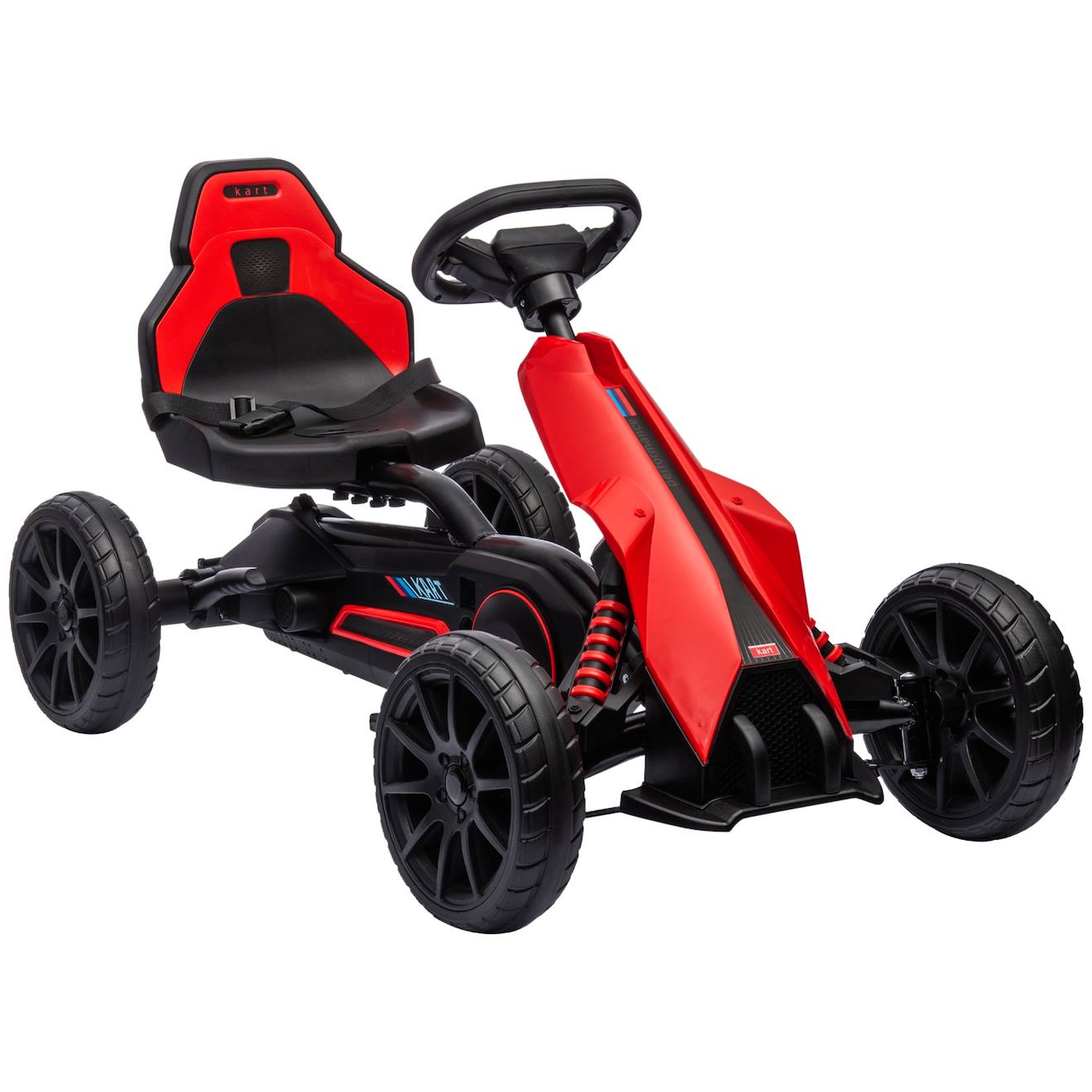Kart À Pédales Enfant Go Kart Formule 1 Racing Aileron Avant Carter Chaine Fermé Siège Réglable Avec Ceinture Rouge