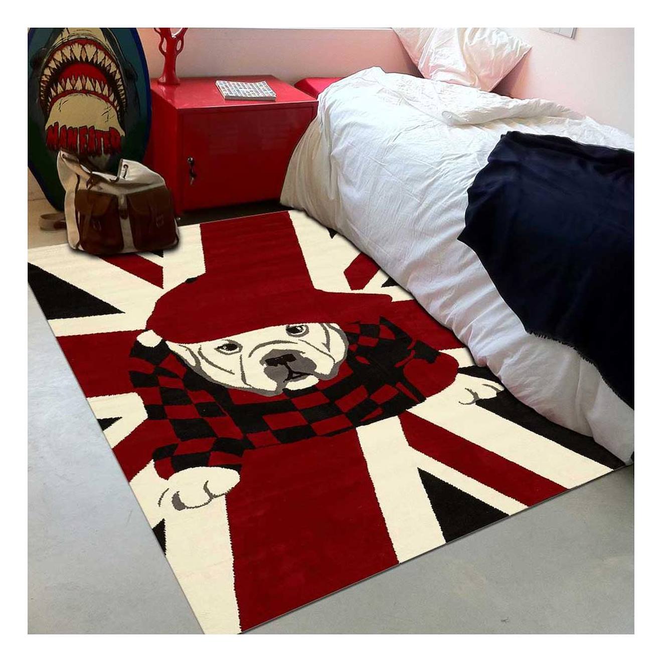 Tapis Enfant Tissé Motif Animaux Af1 Londdog Rouge