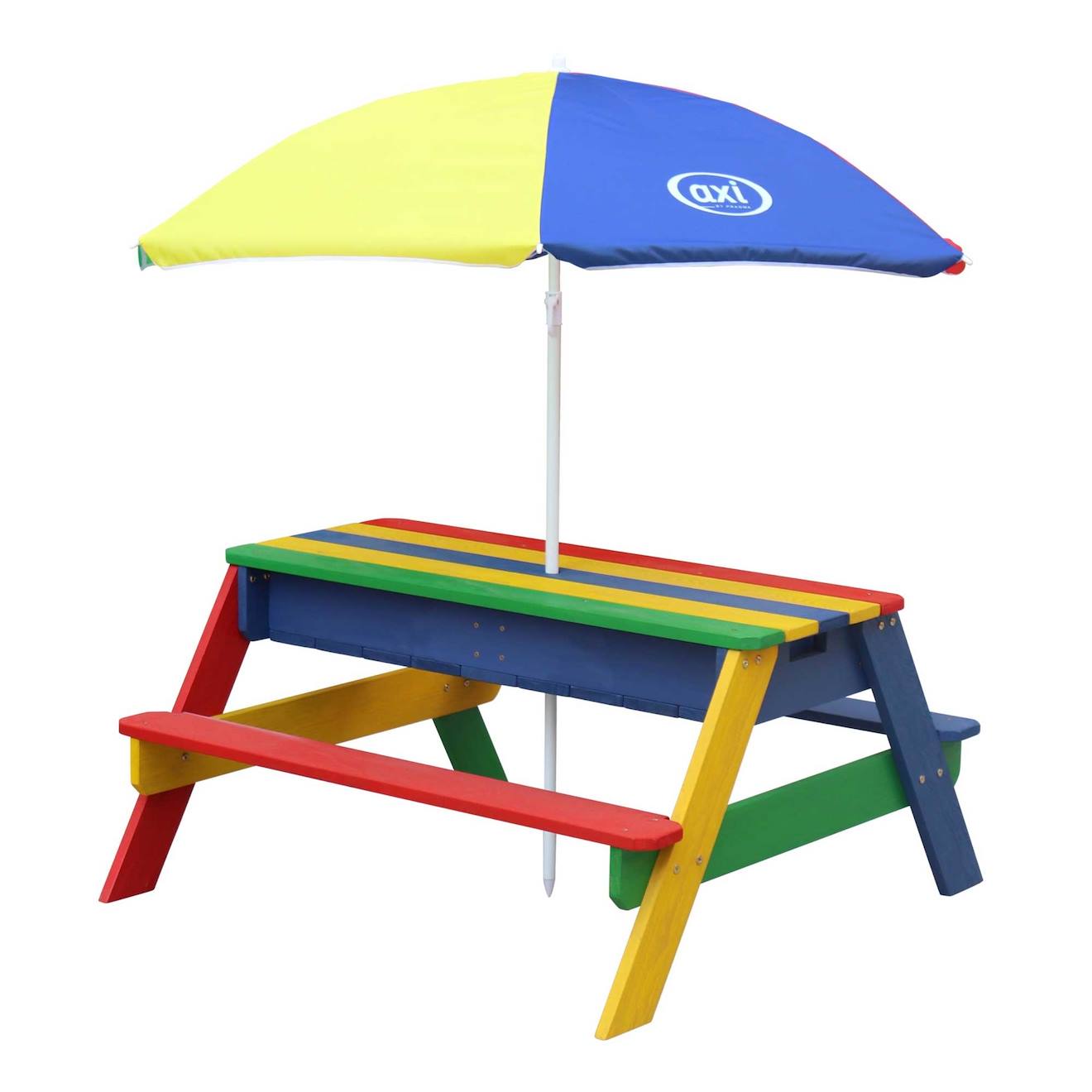 Table Pique-nique Sable Et Eau - Parasol Inclus, Idéale Pour Enfants Bleu