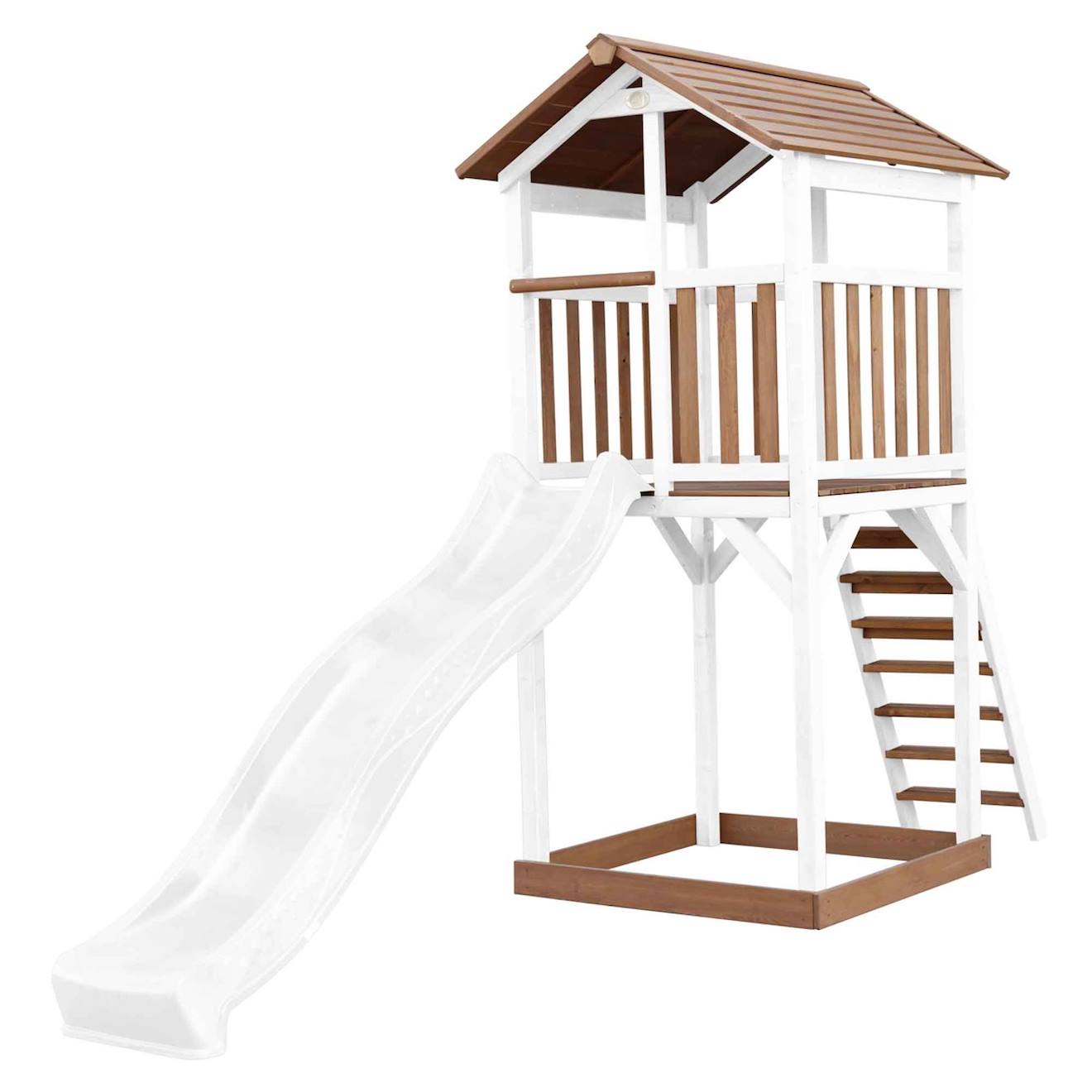 Tour De Jeu En Bois Avec Toboggan Blanc