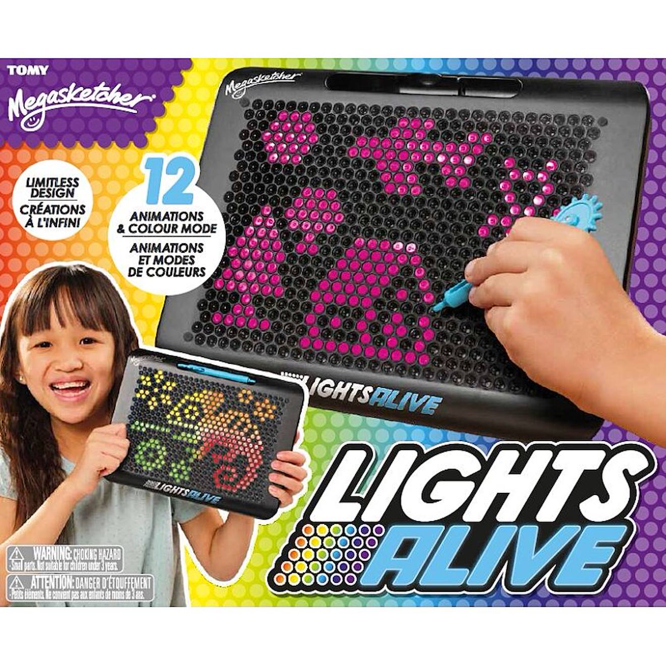 Megasketcher Lights Alive - Création À Points Aux Lumières Animées Dès 4 Ans Noir