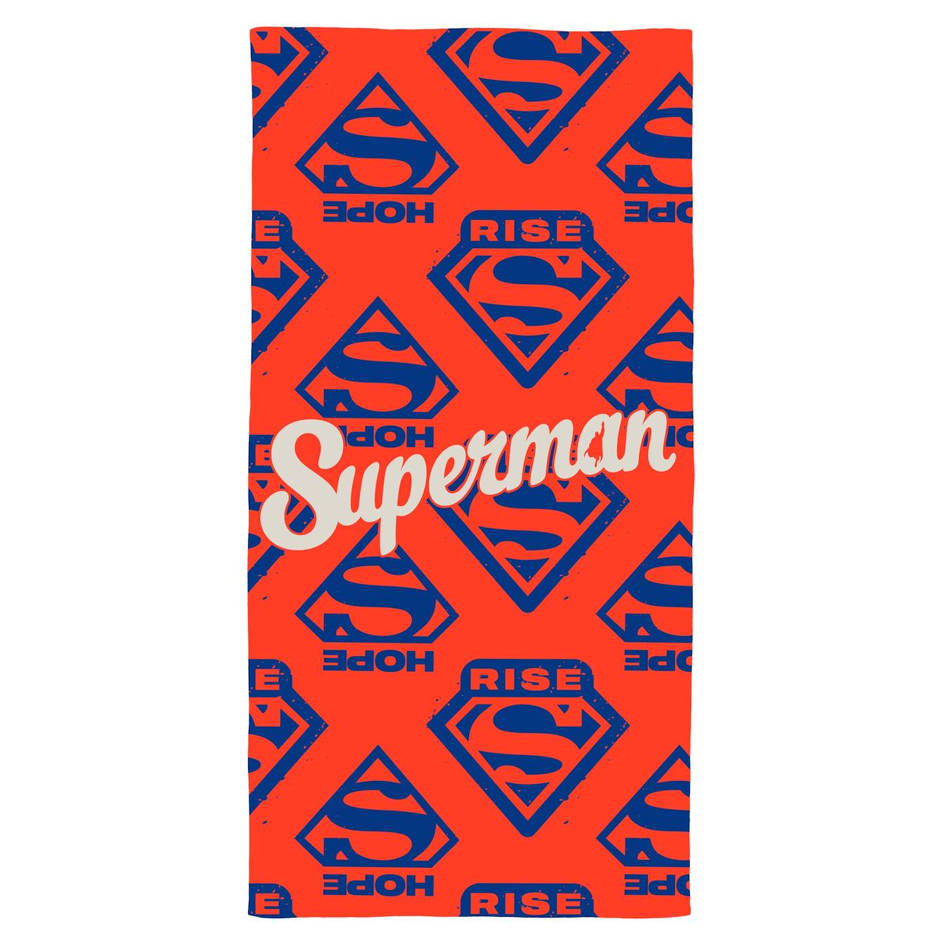 Serviette De Bain Et De Plage Imprimée 100% Coton, Superman Rise Rouge