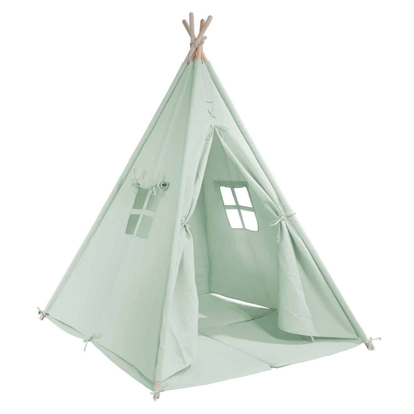 Tente tipi pour enfant bois fsc et coton vert