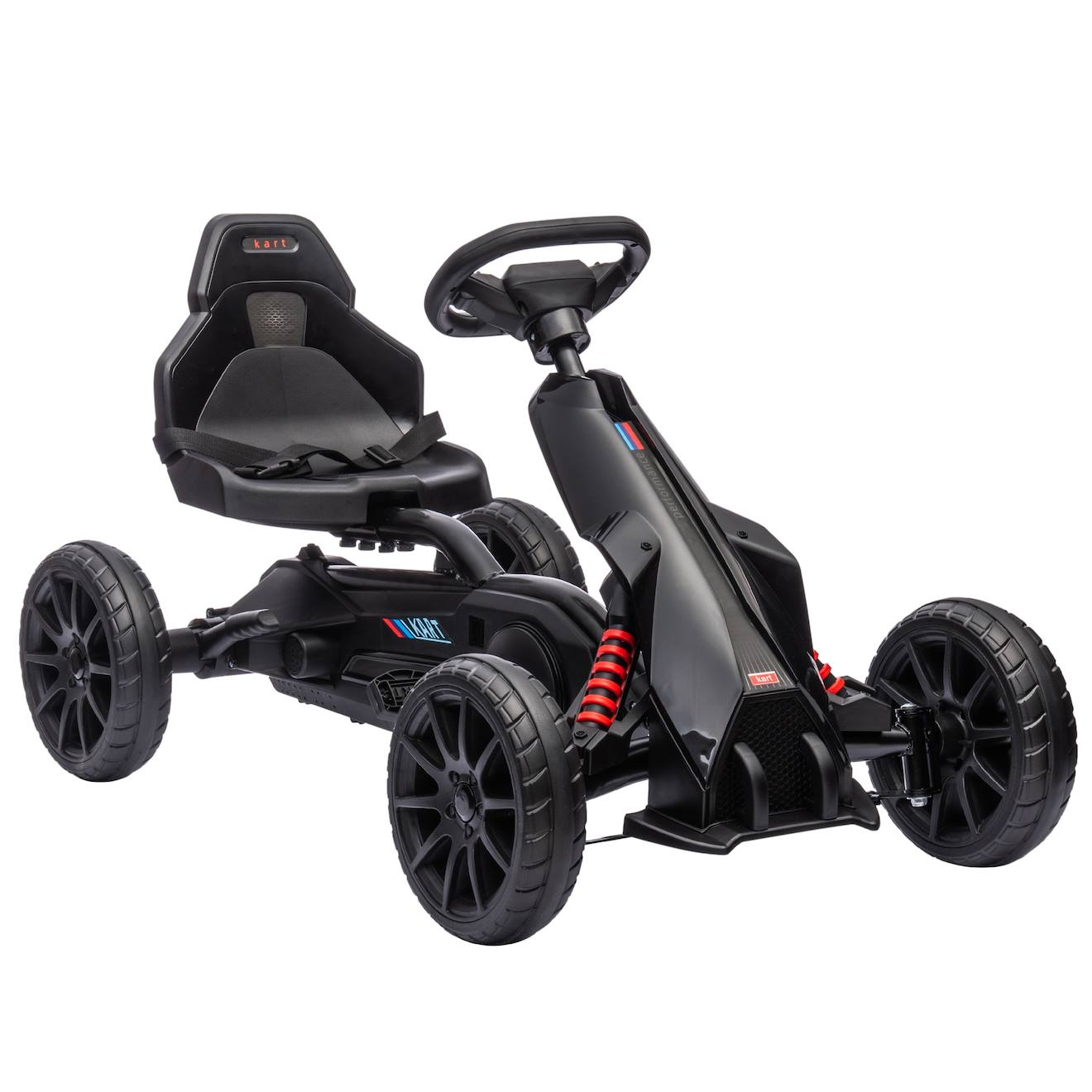 Kart À Pédales Enfant Go Kart Formule 1 Racing Aileron Avant Carter Chaine Fermé Siège Réglable Avec Ceinture Noir