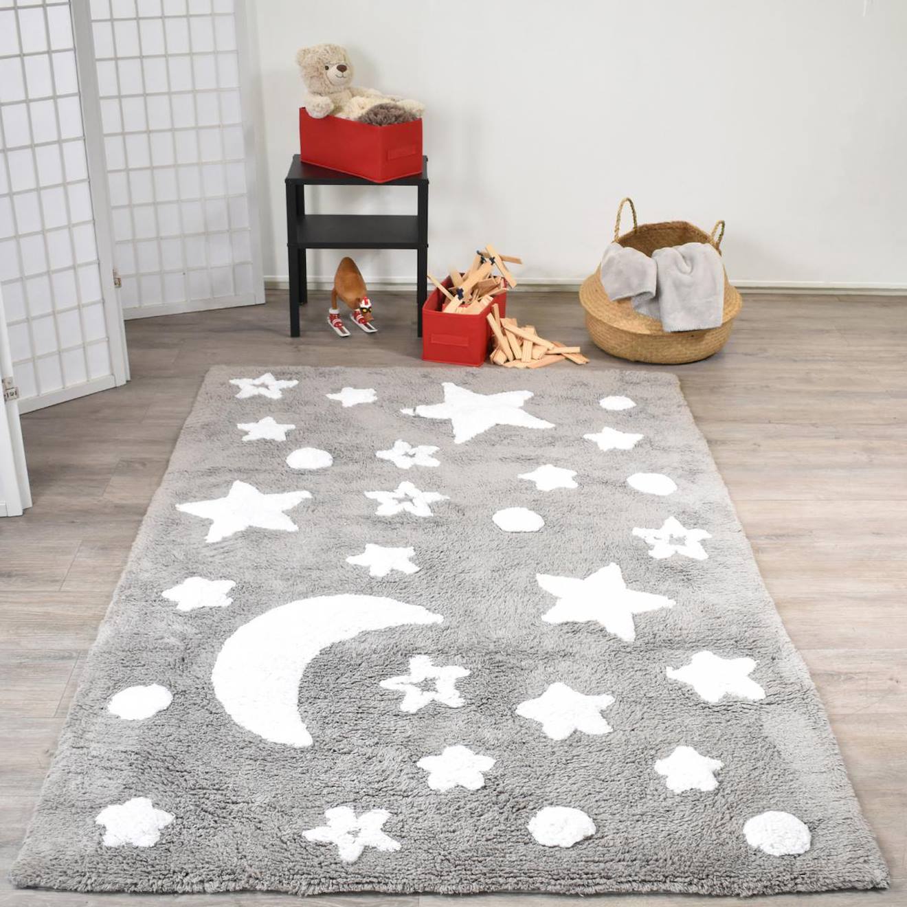 Tapis Enfant En Coton Bio Night Gris