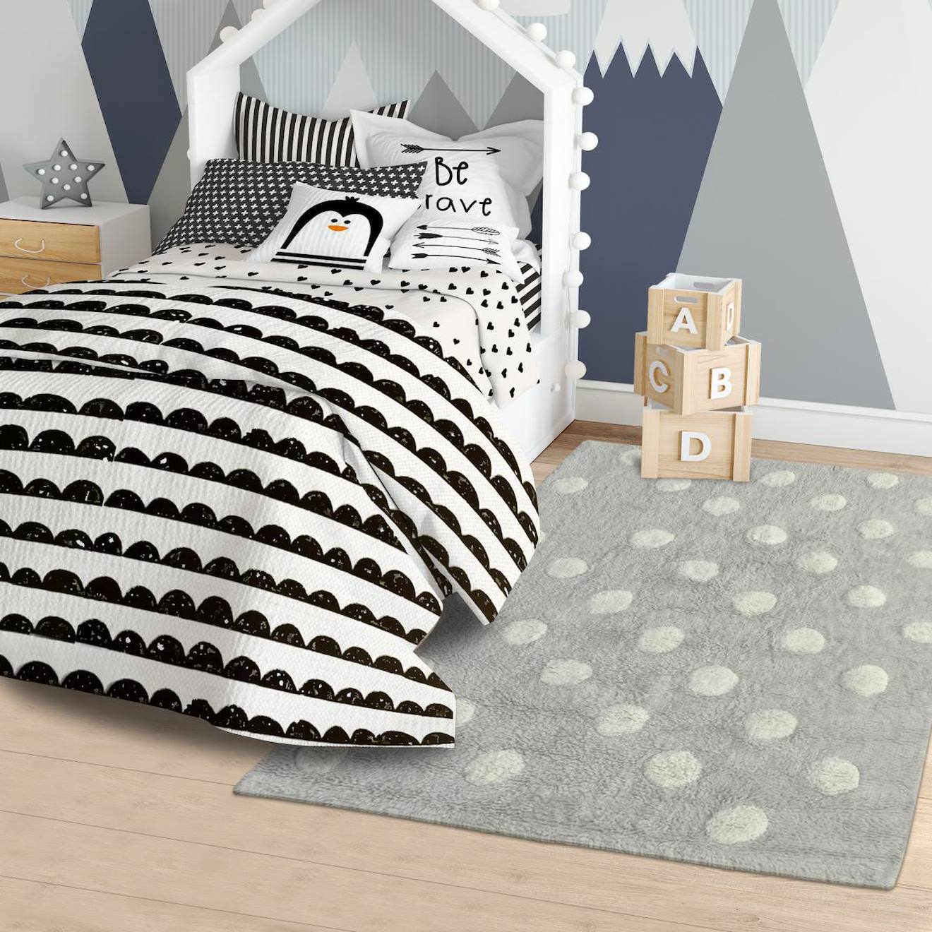 Tapis Enfant Fait Main En Coton Coronda Gris