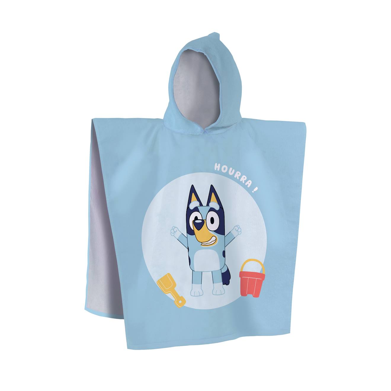 Cape De Bain Imprimée 100% Coton, Bluey Hourra Bleu Ciel