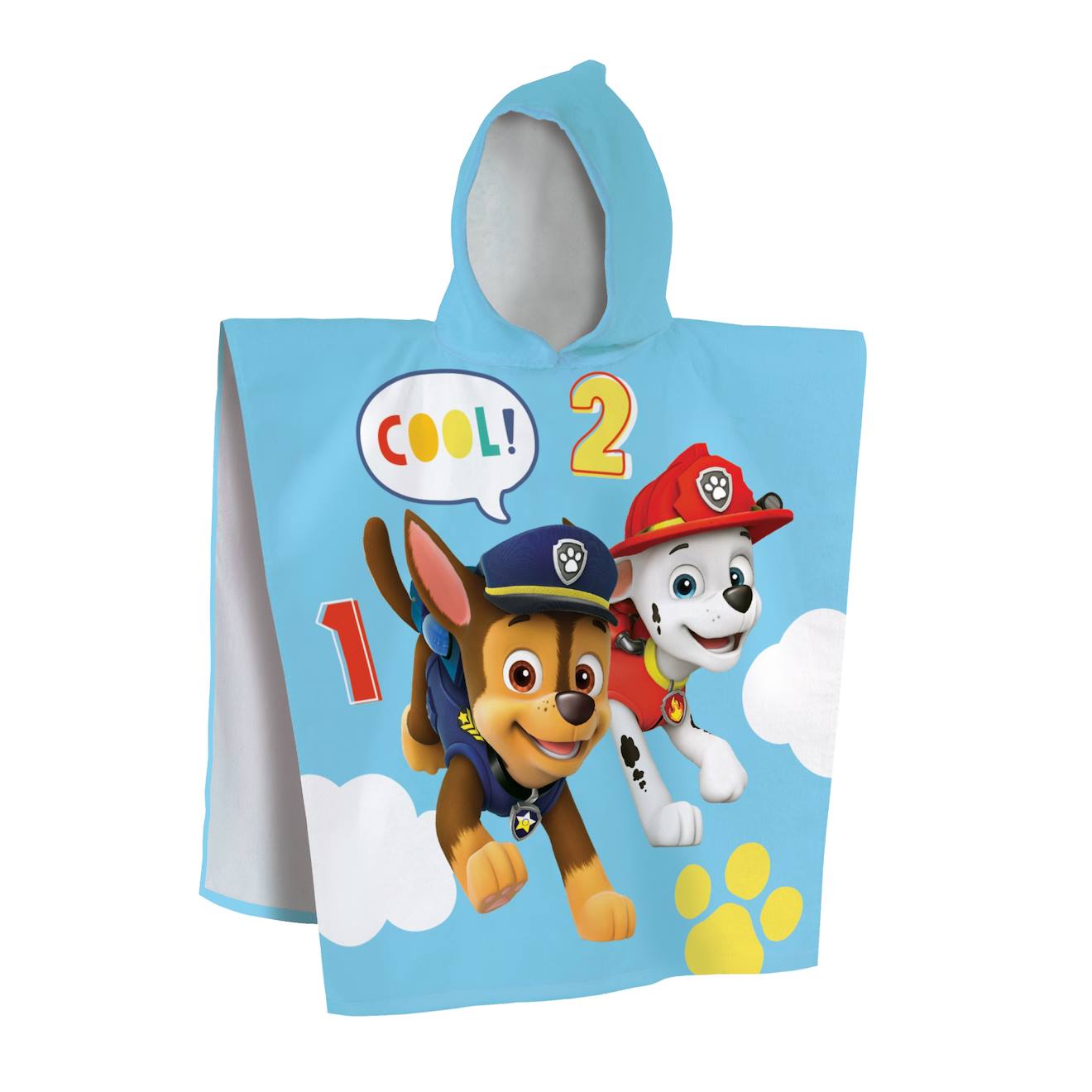 Cape De Bain Imprimée 100% Coton, Pat Patrouille Sunshine Bleu Ciel