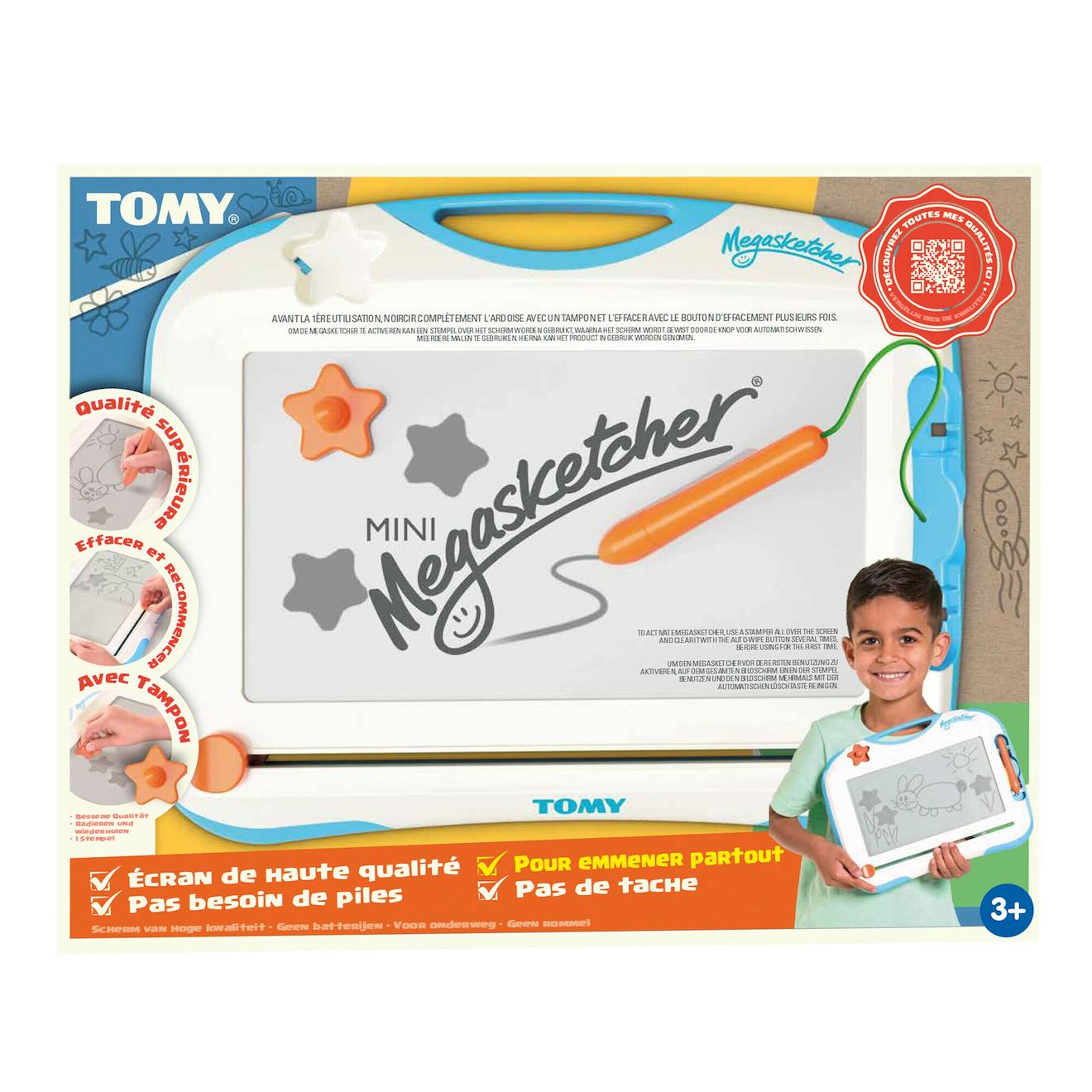 TOMY Megasketcher - Mini Ardoise Magique Pour Enfants Dès 3 Ans - Dessin Et Écriture Effaçable - Format Voyage