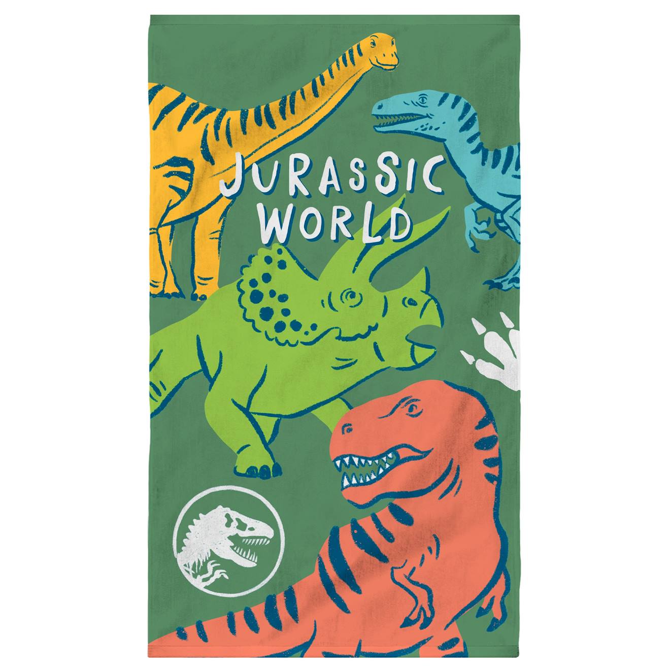 Serviette De Bain Et De Plage Imprimée 100% Coton, Jurassic World Quatro Kaki Kaki