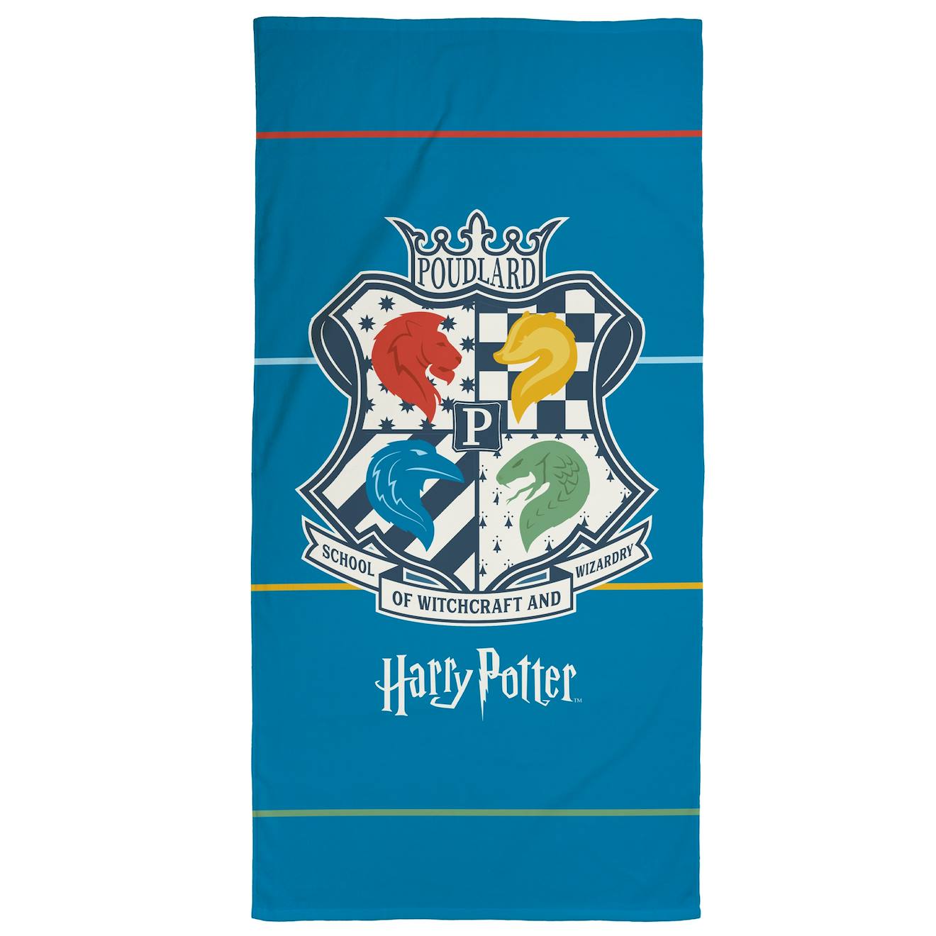 Serviette De Bain Et De Plage Imprimée 100% Coton, Harry Potter Armoiries Bleu