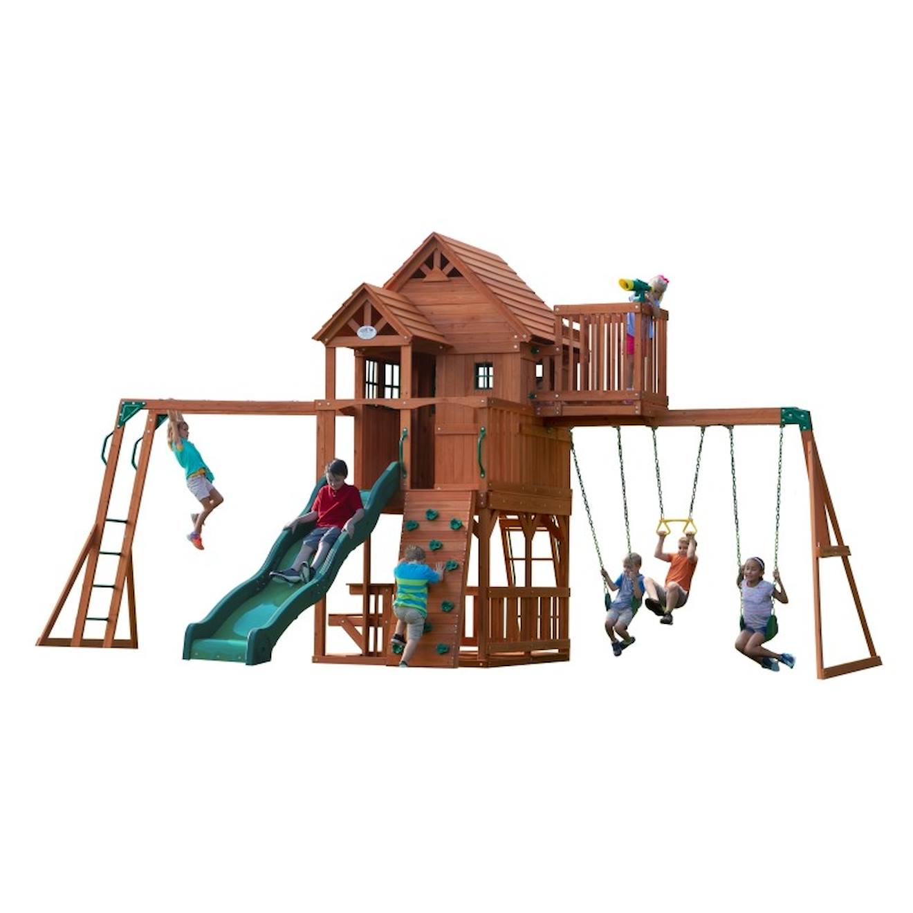 Grande Aire De Jeux En Cèdre Pour 9 Enfants Marron