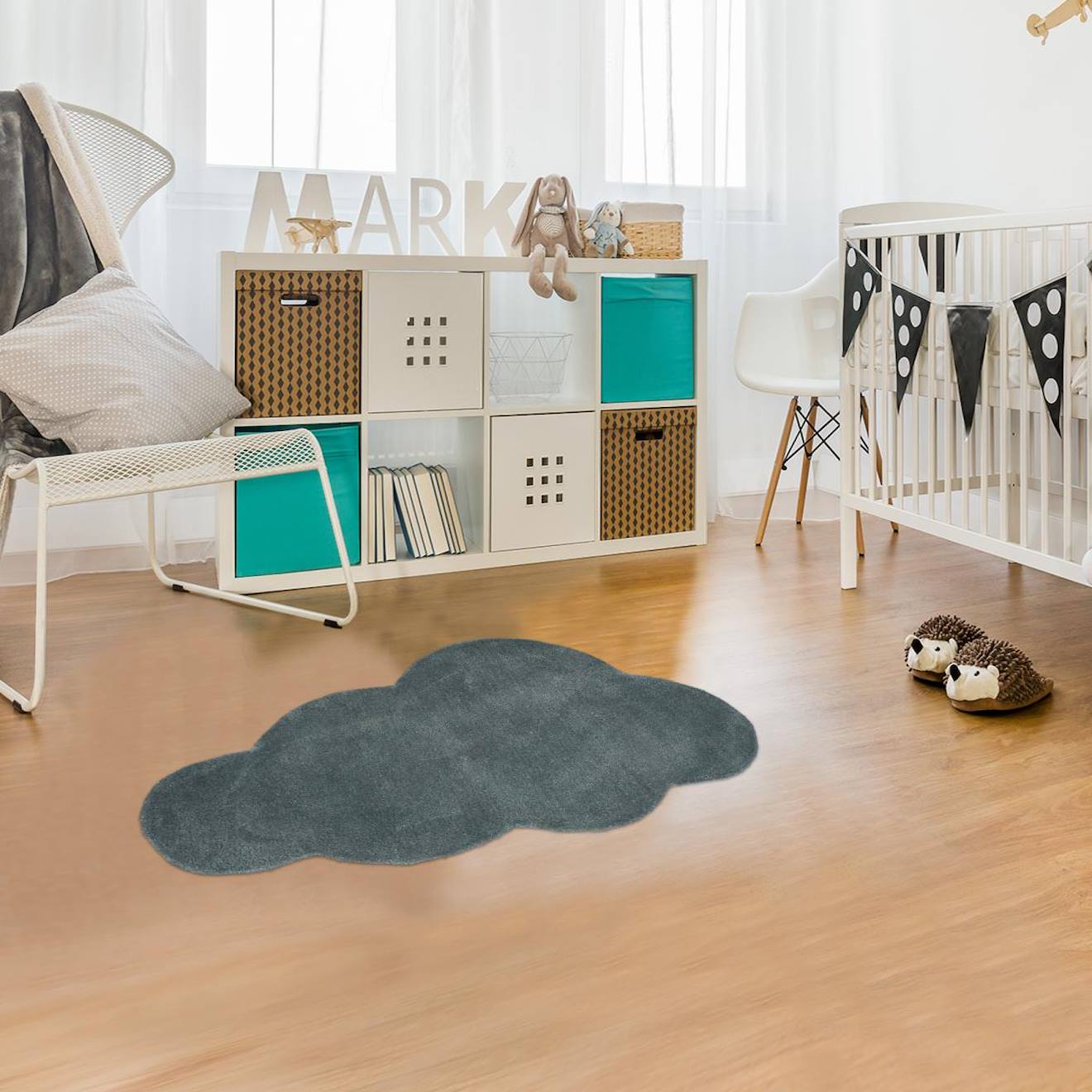 Tapis Nuage Enfant Fait Main En Coton Gris