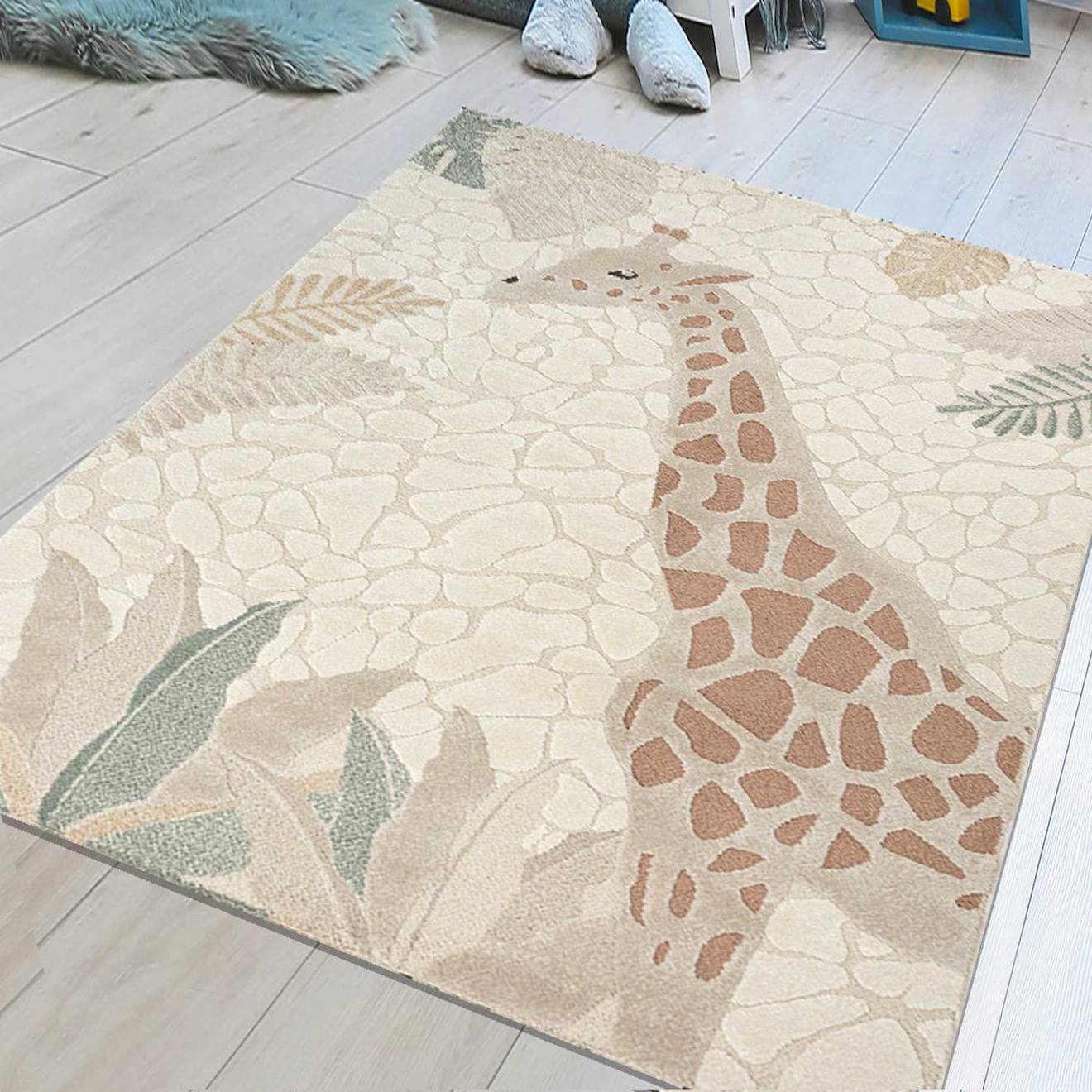 Tapis Enfant Girafe Crème