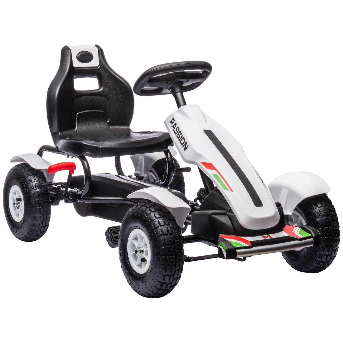 Kart À Pédales Enfant Go Kart Formule 1 Racing Passione Italia Pneus Gonflables Caoutchouc Blanc