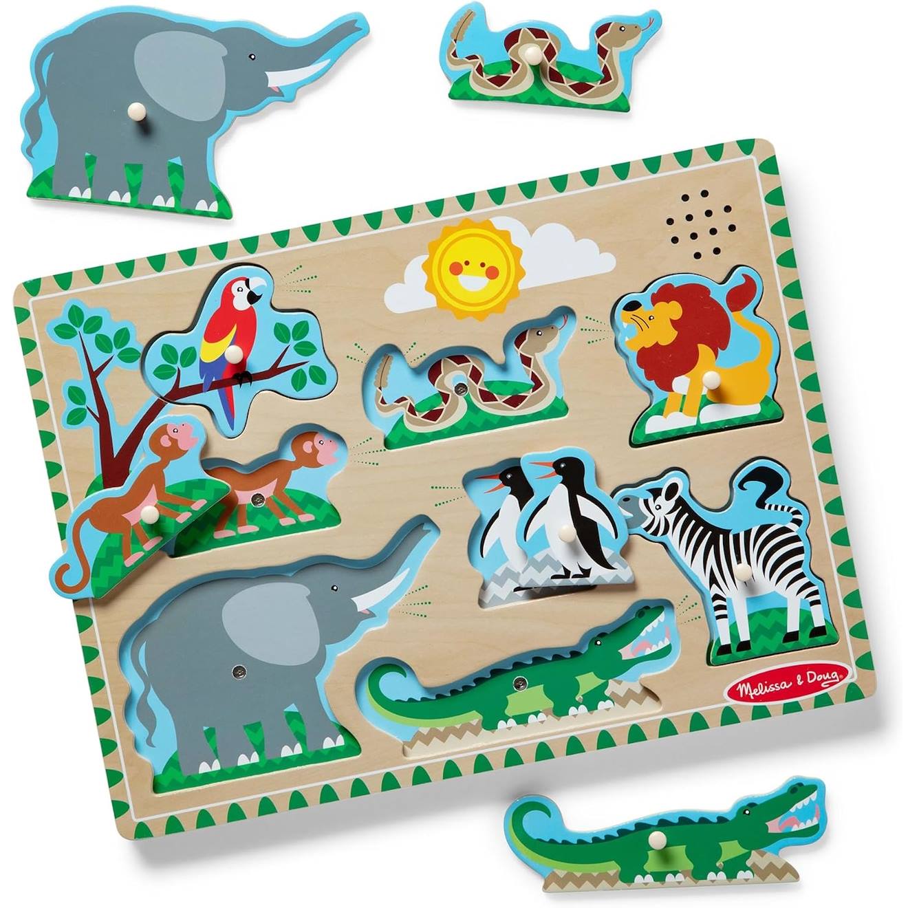 Puzzle Sonore Animaux Du Zoo Vert