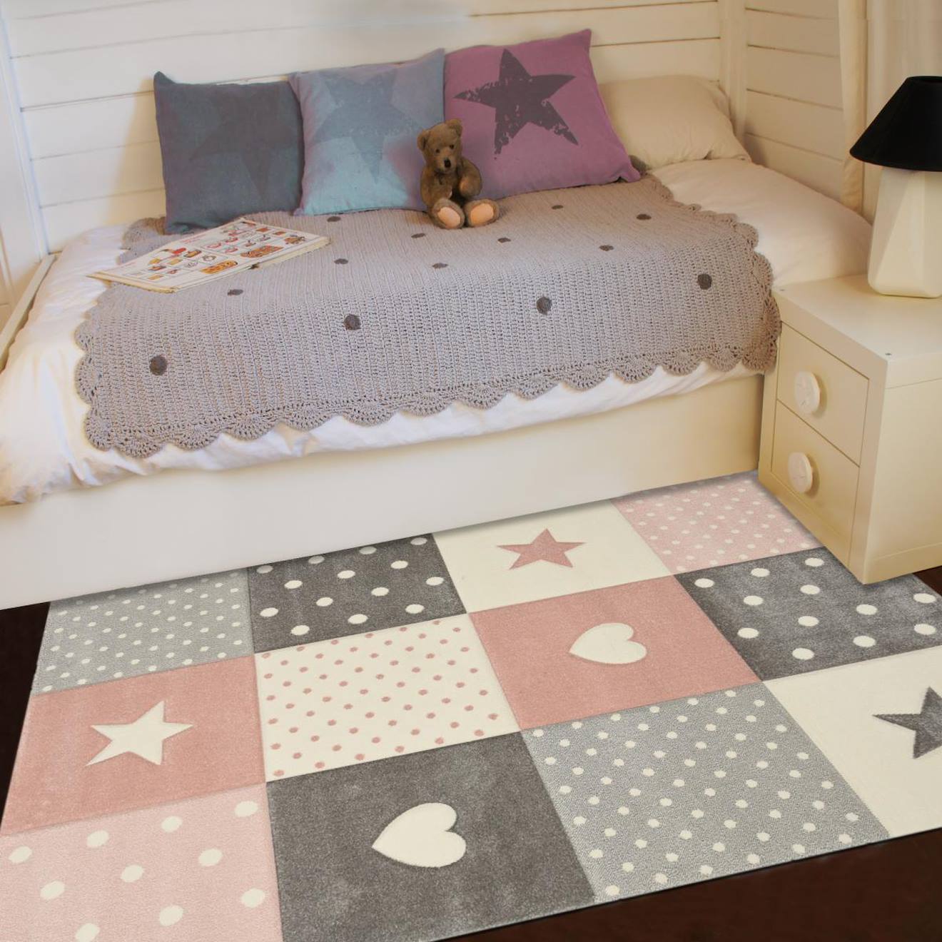 Tapis Enfant Tissé Minikids Rose