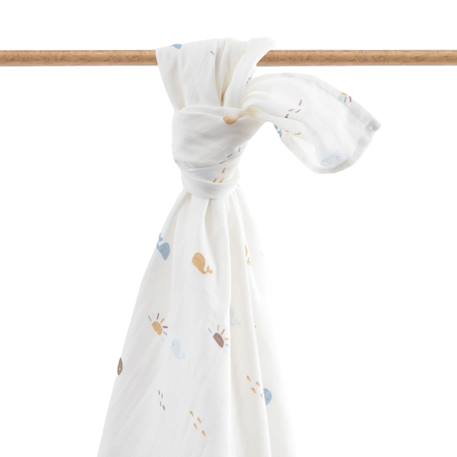 Maxi lange gaze de coton bio Ananas+Baleine+Cerises+Citrons+Colibri+Fleurs beiges+Sable+Vichy vert 7 - vertbaudet enfant 