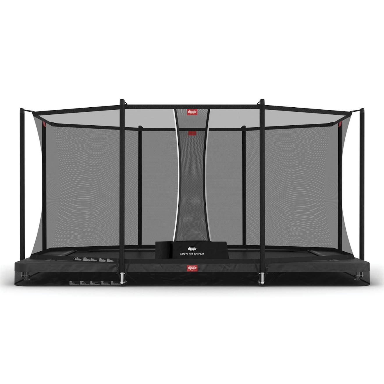 Trampoline Rectangulaire Enterré Favorit Ultim 410 Cm + Filet De Sécurité Gris