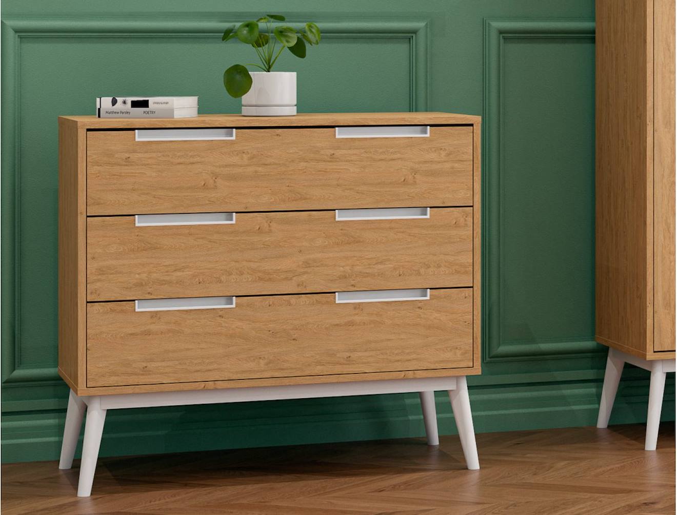 Commode 3 Tiroirs Vintage Octave Chêne