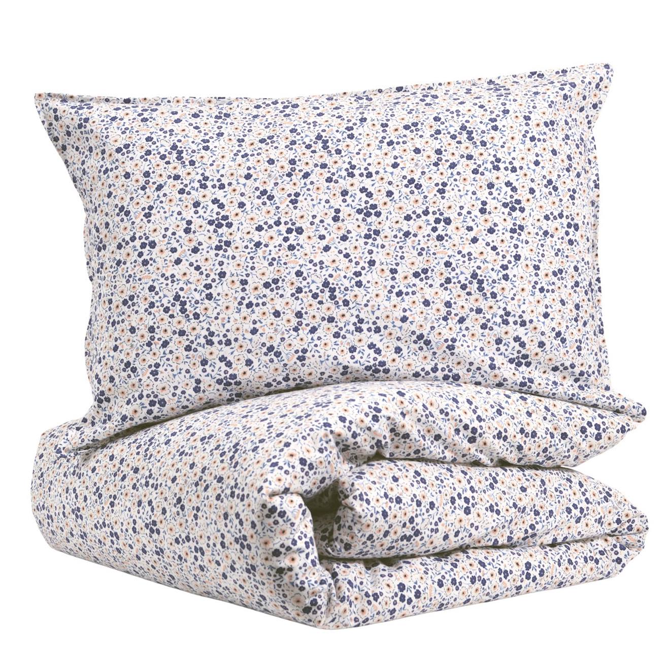 Parure De Lit Percale Coton Bio Bleu