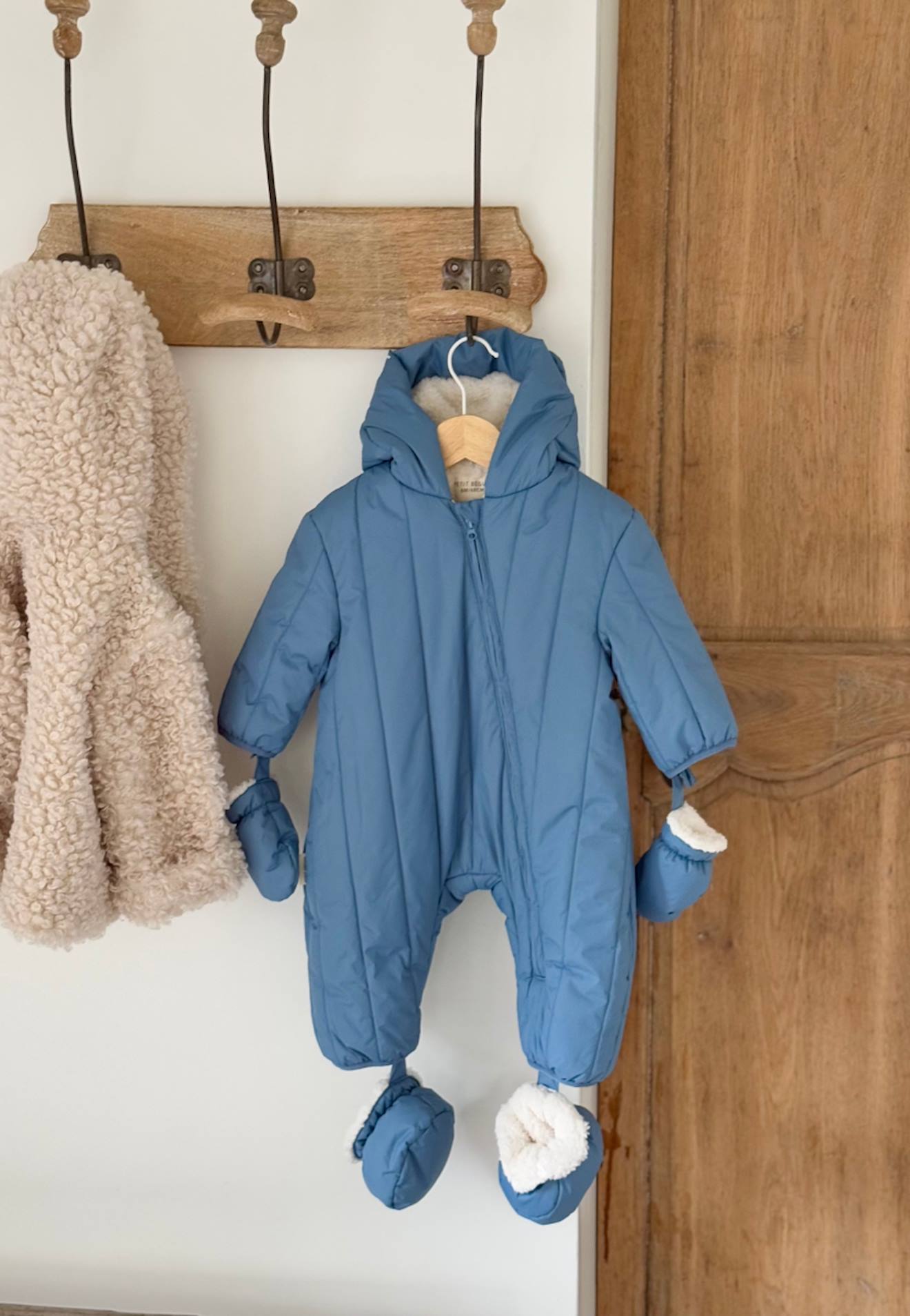 Combi Pilote Avec Moufles Et Pieds Amovibles Polarmoon Bleu