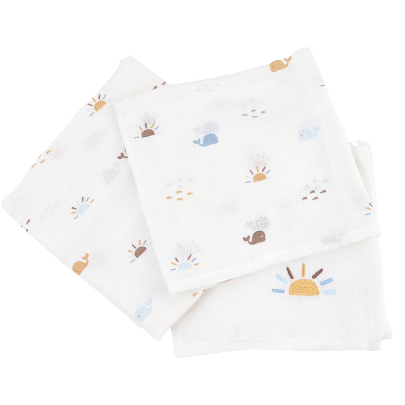 Lot De 3 Langes Gaze De Coton Bio Baleine (Little Crevette) - Image 1