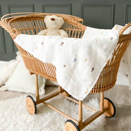 Maxi lange gaze de coton bio Ananas+Baleine+Cerises+Citrons+Colibri+Fleurs beiges+Sable+Vichy vert 6 - vertbaudet enfant 