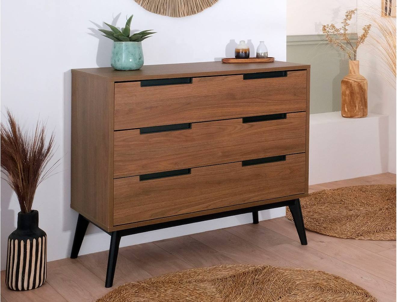 Commode 3 Tiroirs Vintage Octave Noyer