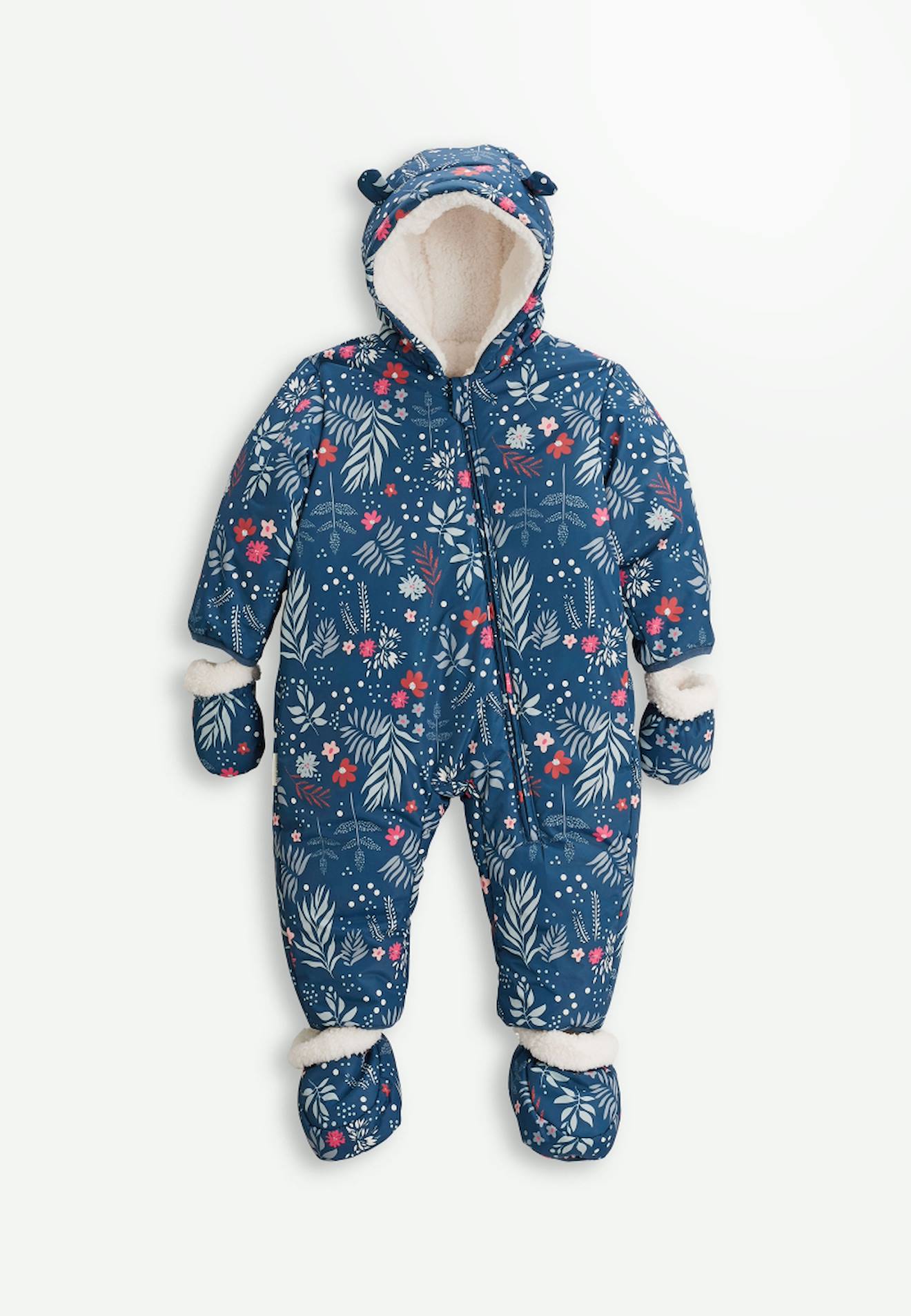 Combi Pilote Avec Moufles Et Pieds Amovibles Lina Bleu