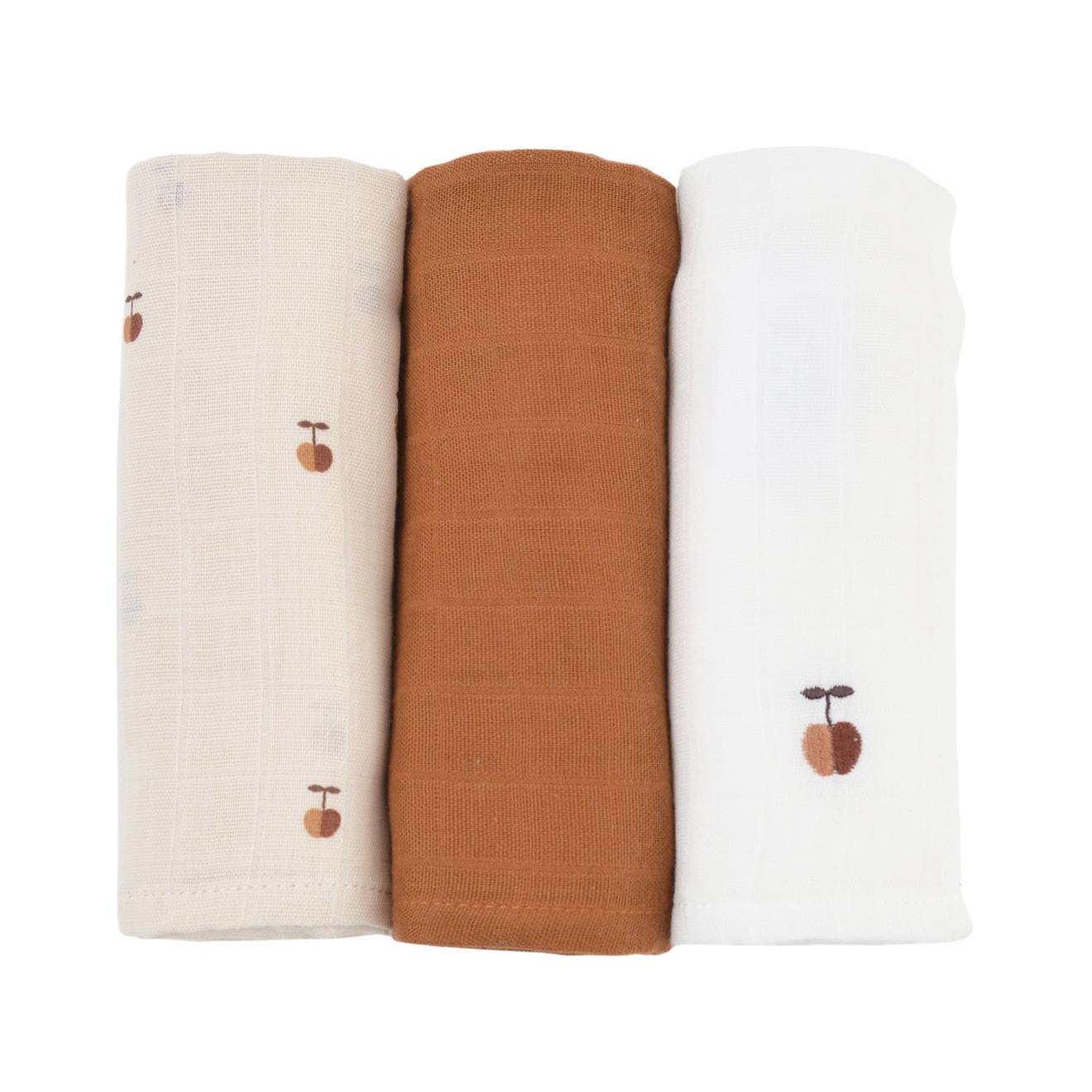Lot De 3 Langes Gaze De Coton Bio Sable