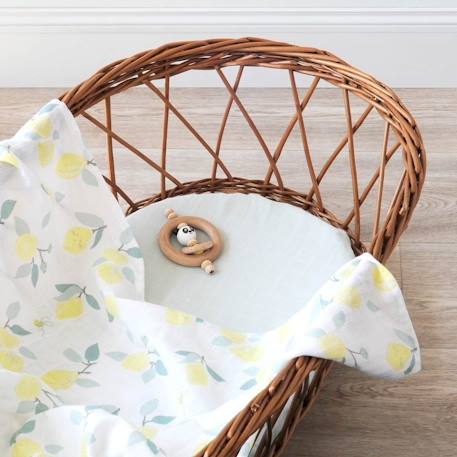 Maxi lange gaze de coton bio Ananas+Baleine+Cerises+Citrons+Colibri+Fleurs beiges+Sable+Vichy vert 15 - vertbaudet enfant 