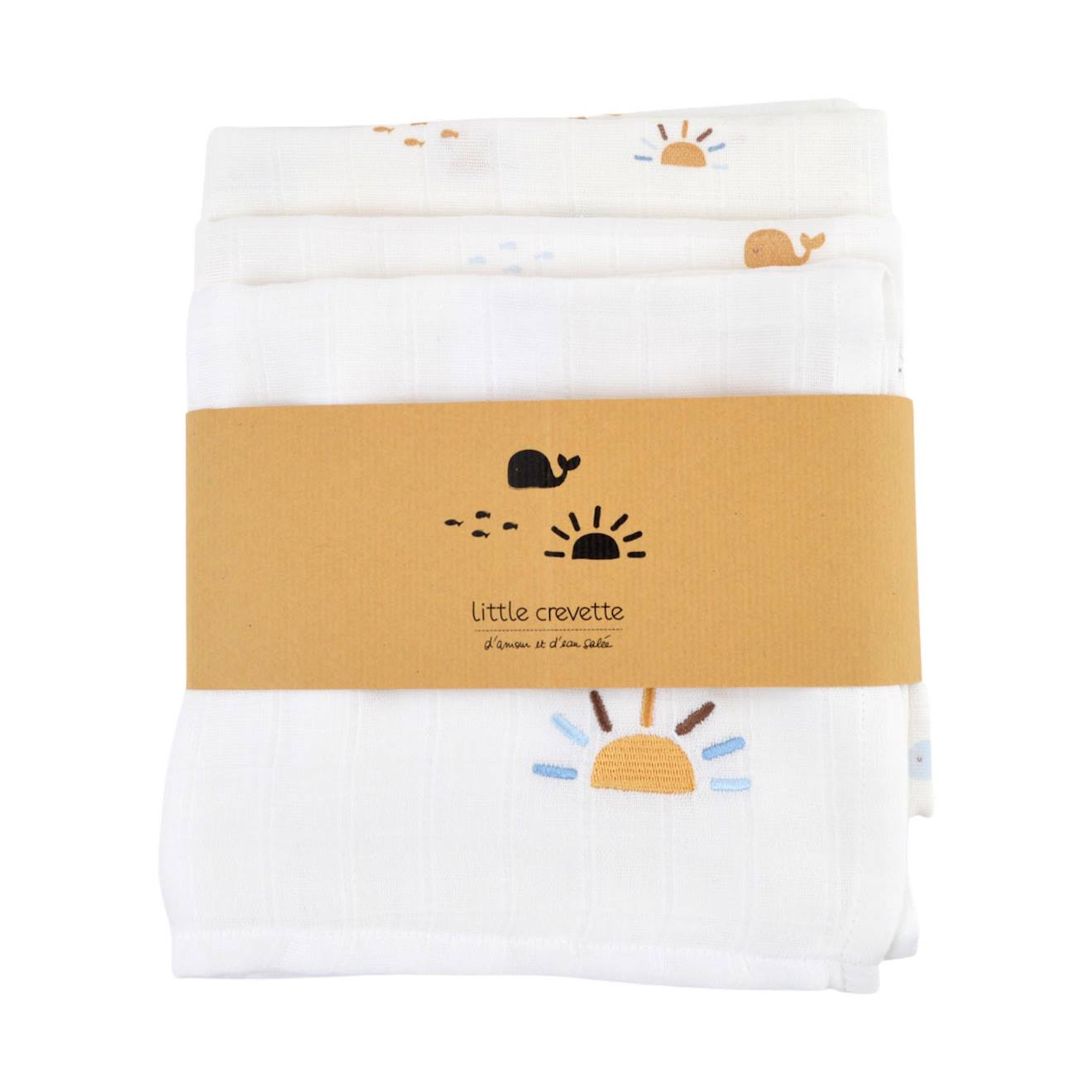 Lot De 3 Langes Gaze De Coton Bio Baleine (Little Crevette) - Image 2