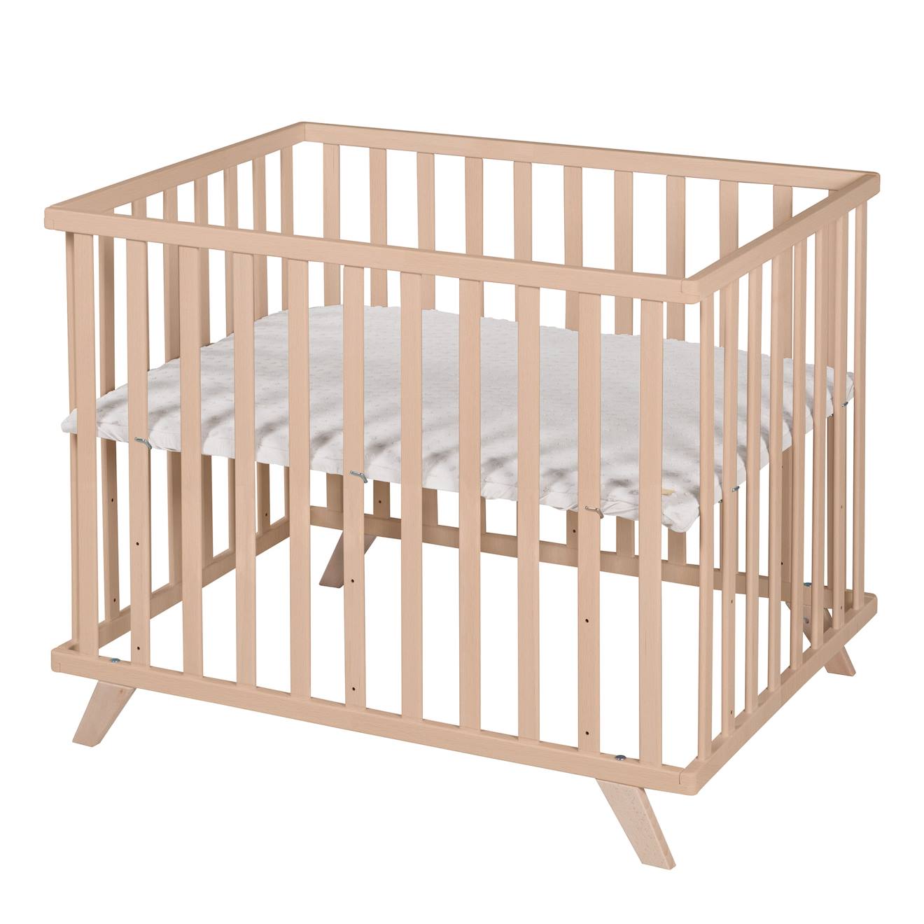 Roba - Parc Bébé Scandinave En Bois Massif + Tapis En Coton Bio Lil Planet Naturel - Gris Argenté