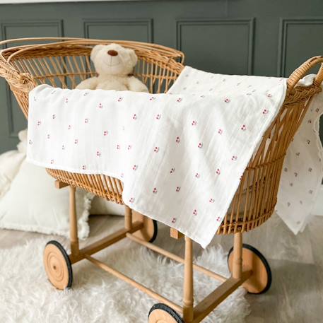 Maxi lange gaze de coton bio Ananas+Baleine+Cerises+Citrons+Colibri+Fleurs beiges+Sable+Vichy vert 10 - vertbaudet enfant 