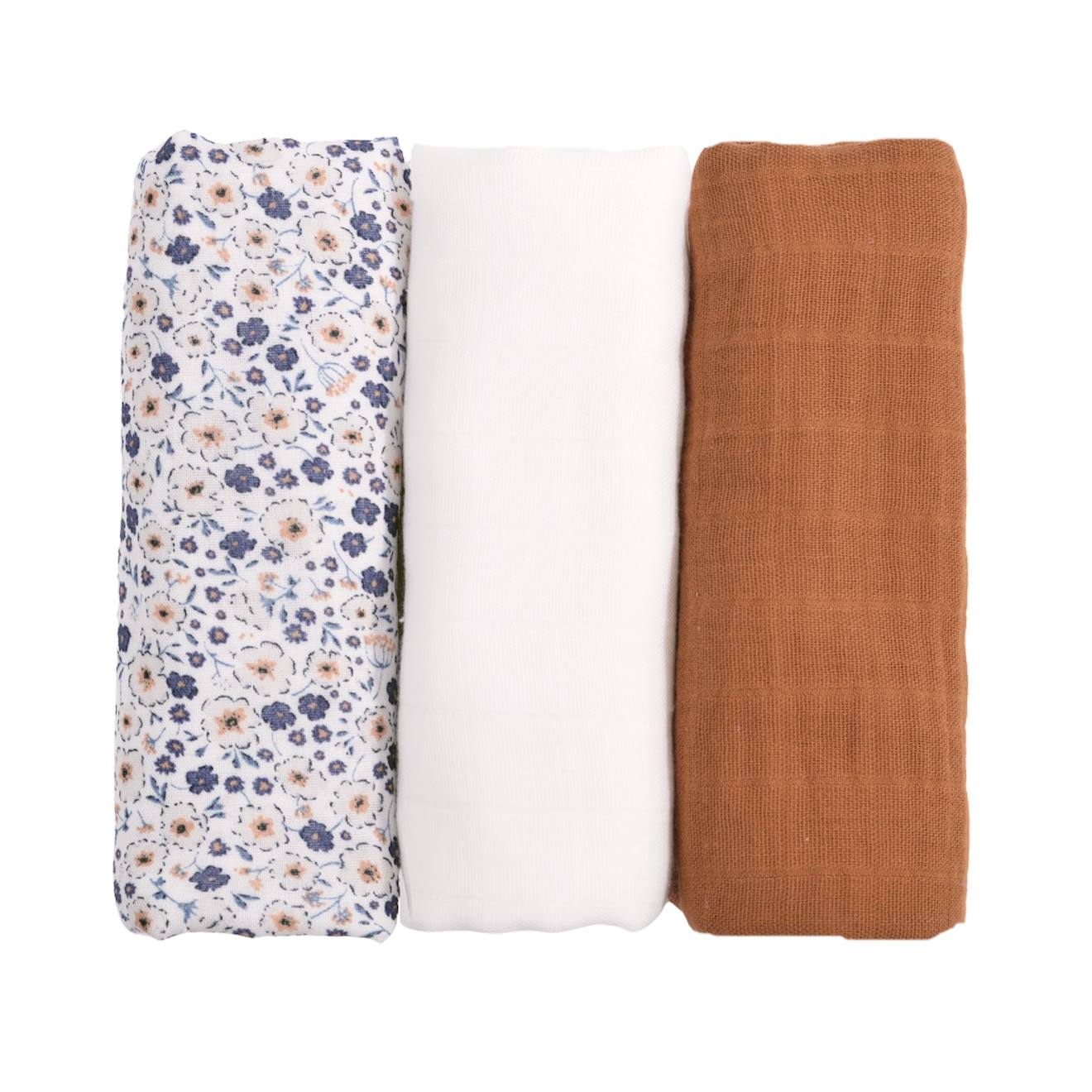 Little Crevette - Lot De 3 Langes Gaze De Coton Bio Bleu
