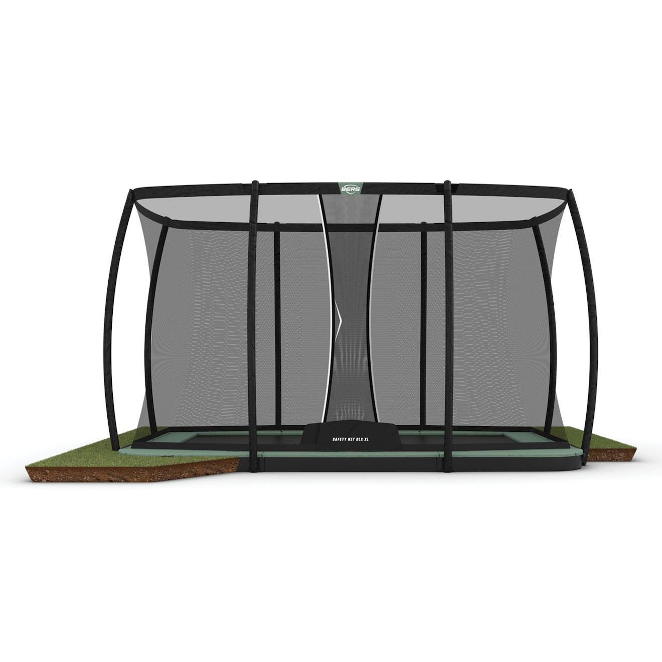 Trampoline Ecologique Enterré Champion Eco 410 + Filet De Sécurité Vert