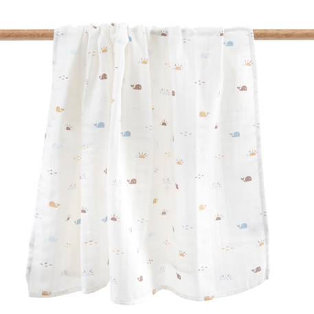 Maxi lange gaze de coton bio Ananas+Baleine+Cerises+Citrons+Colibri+Fleurs beiges+Sable+Vichy vert 8 - vertbaudet enfant 