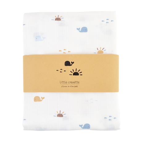Maxi lange gaze de coton bio Ananas+Baleine+Cerises+Citrons+Colibri+Fleurs beiges+Sable+Vichy vert 5 - vertbaudet enfant 