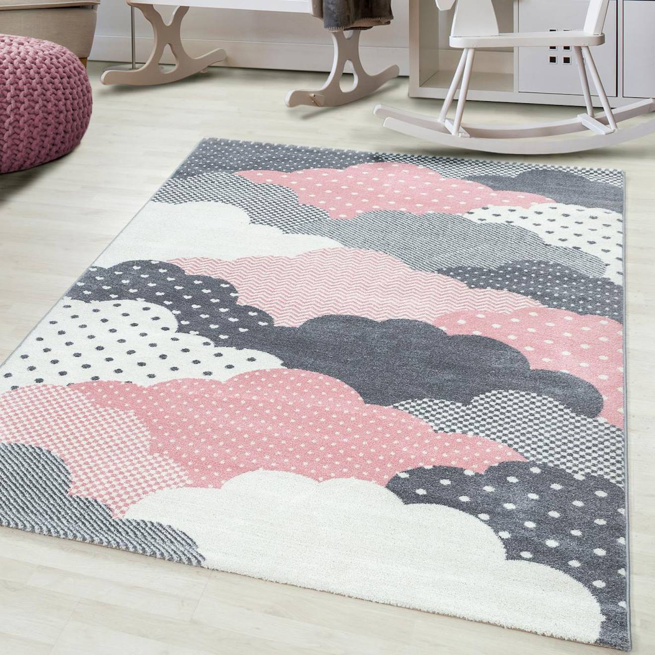 Tapis Enfant Tissé Cloudy Rose